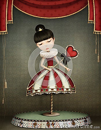 Carousel girl Cartoon Illustration