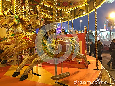 Carousel horses in Hull fair Editorial Stock Photo