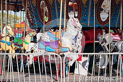 Carousel horses carnival ride Stock Photo