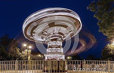 Carousel at slow shutter speeds at the Baku Boulevard Editorial Stock Photo