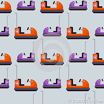 Carousels amusement attraction park cars seamless pattern Vector Illustration