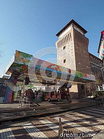 Carousels at Luna Park in Settimo Torinese Editorial Stock Photo