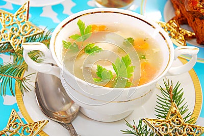 Carp fish soup for christmas Stock Photo