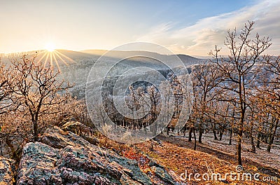 Carpahtian sunset near city Modra Stock Photo