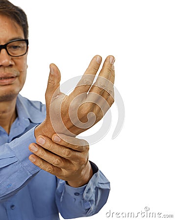 Carpal tunnel syndrome is a Tingling and numbness may occur in the fingers or hand. because using computer long time Stock Photo