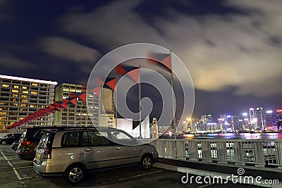 Carpark at Nice night view morden building, Hong Kong Editorial Stock Photo