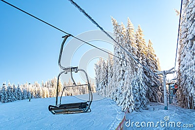 Carpathian mountains in winter in Romania, ski resort Paltinis, Sibiu Stock Photo