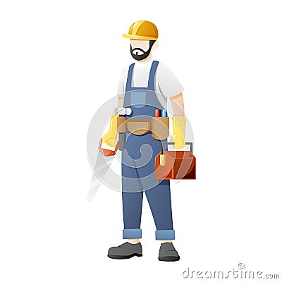 Carpenter carry saw and work equipment Vector Illustration