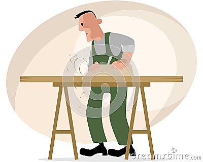 Carpenter and crafting table Vector Illustration