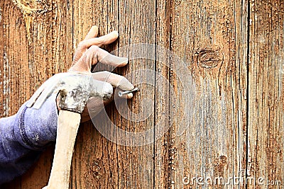 Carpenter hammer in a nail Stock Photo