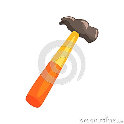 Carpenter hammer with yellow handle. Colorful cartoon vector Illustration Vector Illustration