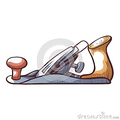 Carpenter hand plane for woodworking, industrial tool Vector Illustration