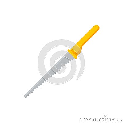 Carpenter hand saw icon flat isolated vector Vector Illustration