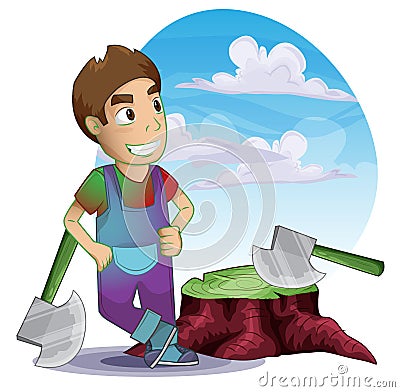 Carpenter man with separated layers Vector Illustration