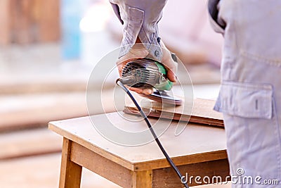 Carpenter plane wood for house construction Stock Photo