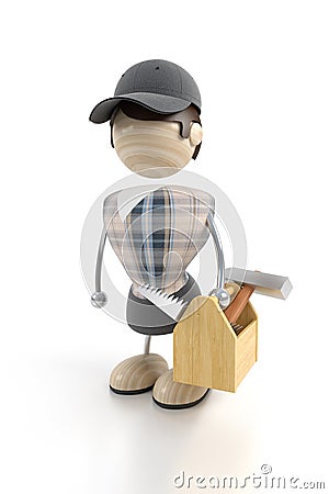 Carpenter stands with the tools Stock Photo