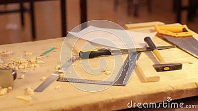 Carpenter Table. Wood, Equipment Stock Video - Video of chisel, craft