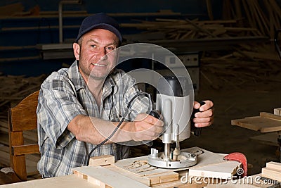 Carpenter working Stock Photo