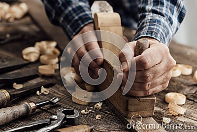 Carpenter working Stock Photo