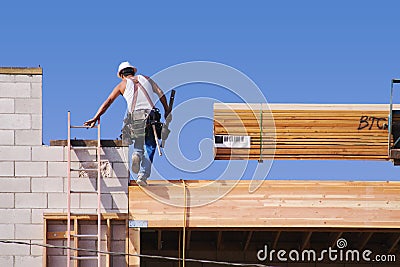 Carpenter Working Diligently Stock Photo