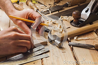 Carpenter working Stock Photo