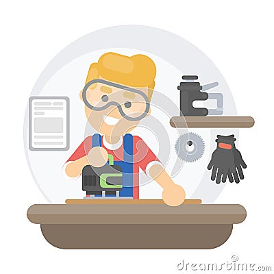 carpenter working. Vector Illustration
