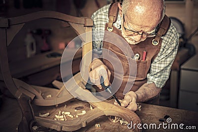 Carpenter in workshop Stock Photo
