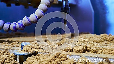 carpentry drill against a bunch of small sawdust. color Stock Photo