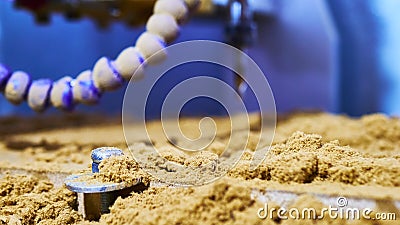 carpentry drill against a bunch of small sawdust. color Stock Photo