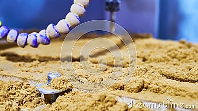 carpentry drill against a bunch of small sawdust. color Stock Photo