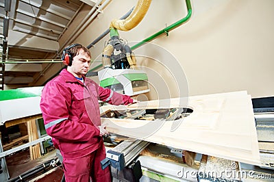 Carpentry wood door production Stock Photo