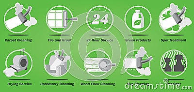 Carpet cleaning business service icons Vector Illustration