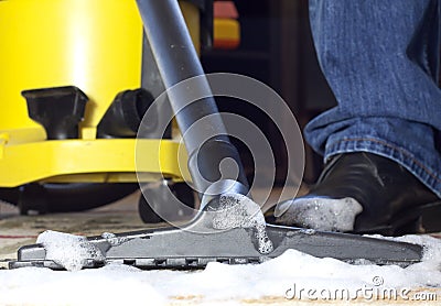 Carpet cleaning foam Stock Photo