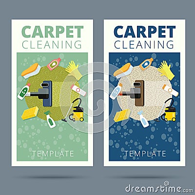Carpet cleaning service vector illustration. Business card conce Vector Illustration