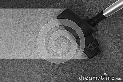 Carpet cleaning with vacuum cleaner and copy space Stock Photo