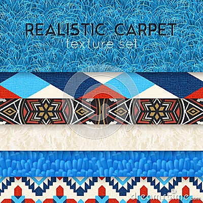 Carpet Texture Realistic Horizontal Set Vector Illustration