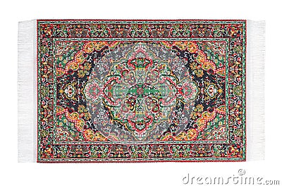 Carpet with varicoloured pattern horizontally lies Stock Photo