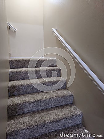 Carpeted stairs in home Stock Photo