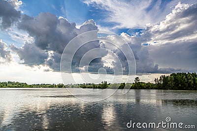 Carpfishing session at the Lake.Carp Angling scenic landscape overlooking lake at Dawn.Fishing adventures, carp fishing Stock Photo