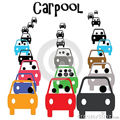 Carpool commuter Cartoon Illustration