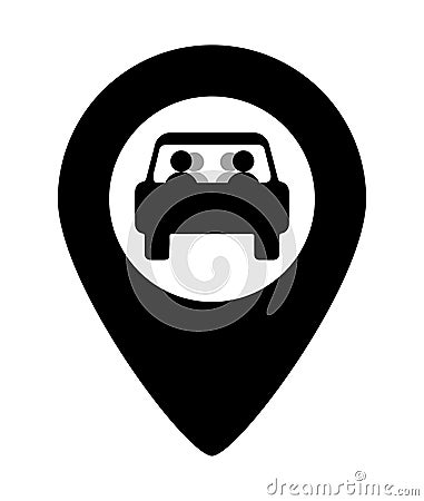 Carpooling map point symbol icon Cartoon Illustration