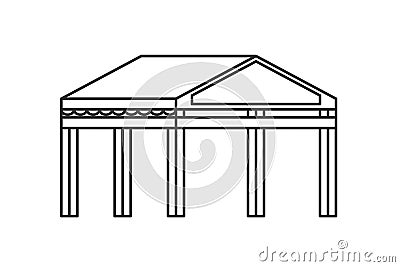 Carport for cars at home. Vector carport design in flat lines Vector Illustration