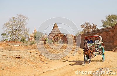 Carriage in Bagan archaeological site, Myanmar Editorial Stock Photo