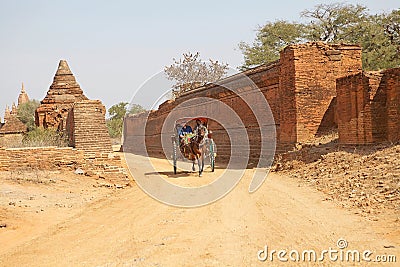 Carriage in Bagan archaeological site, Myanmar Editorial Stock Photo