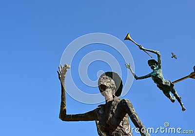 `A Carriage with Clowns` sculpture ,Bucharest Editorial Stock Photo
