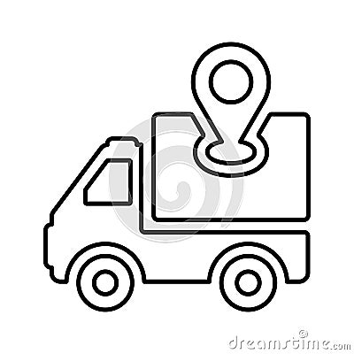 Carriage, dispatching, export outline icon. Line art vector Stock Photo