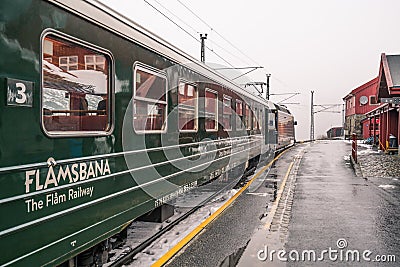 Carriages of the scenic Flamsbana train line Editorial Stock Photo