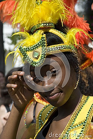 Carribean beauty girl at the Notting Hill Carnival Editorial Stock Photo