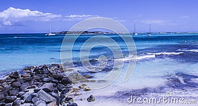 Carribean St Maarten beach coastline Stock Photo
