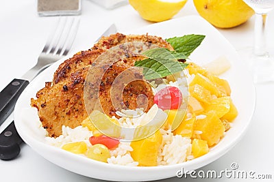 Carribean style pork loin chops Stock Photo